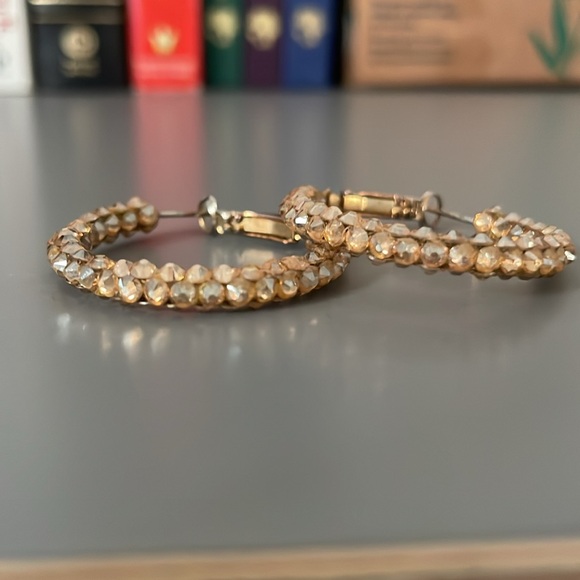 Swarovski Ballroom gold color small hoops - Picture 7 of 7